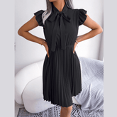 Asia - Black Pleated Ruffled Sleeve Mini Dress